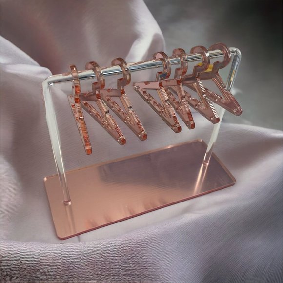 7 Pc Pink Hanger Shaped Earrings Display - Picture 3 of 4